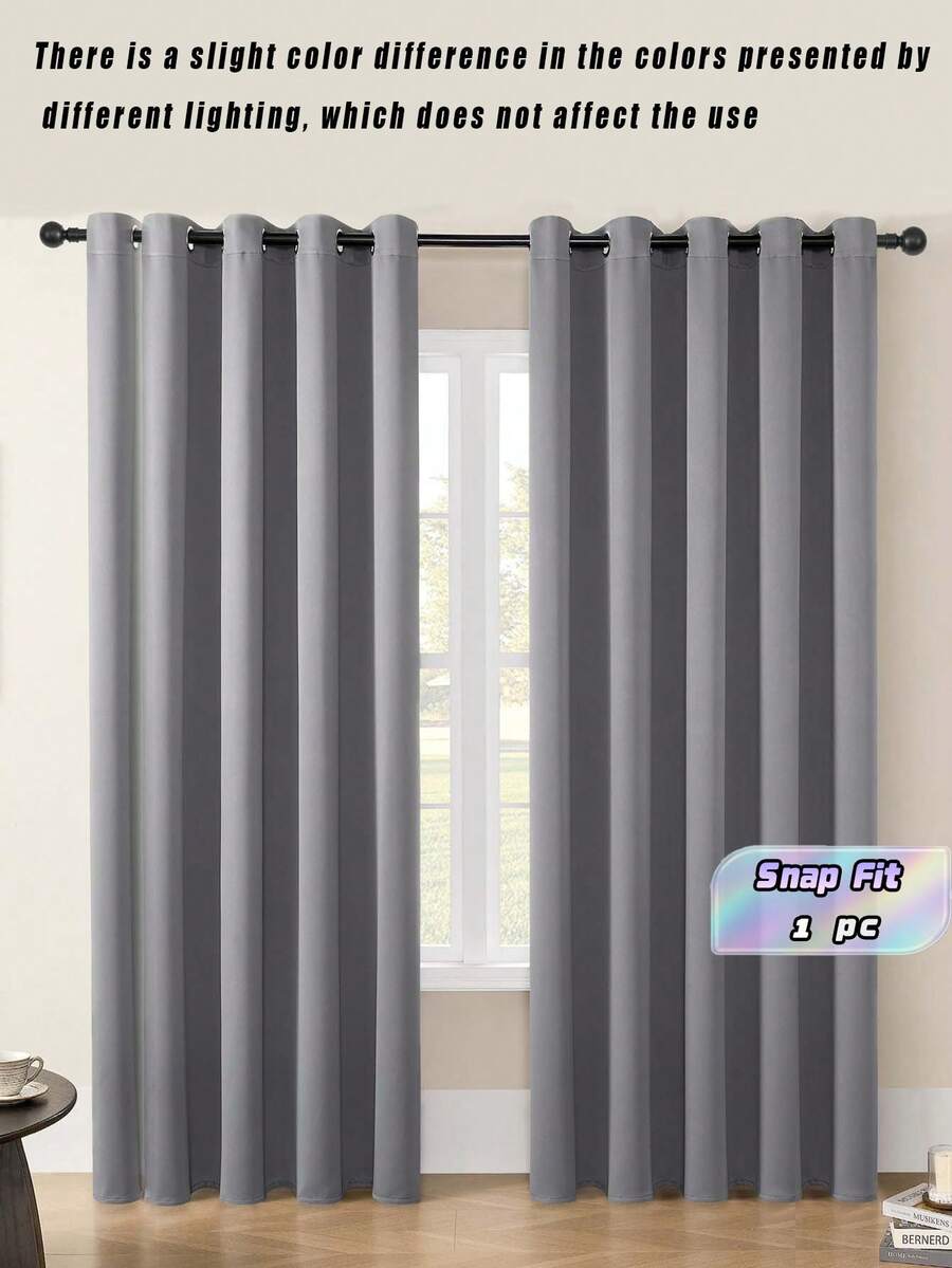 1 Piece Solid Color Full Blackout Curtain With Heat Insulation And Coated Insulated Lining, Rod Pocket Top Design, Suitable For Living Room, Bedroom, Kitchen, Bathroom And Home & Room Decoration - Multicolor - View 1