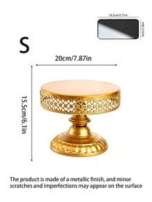 1Pc Gold Cake Stand, Metal Dessert Table Display Stand, Wedding Table Decoration Dessert Stand, Birthday Party Cake Tray, Afternoon Tea Stand, Cold Buffet Table. - Gold - View 10