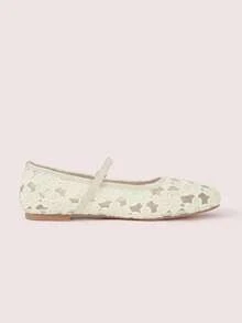 CUCCOO DOLLMOD Women's Shoes, Apricot Flower Mesh Square Toe Flats, Embroidered Retro Mary Jane Mesh Shoes - Apricot 1 - View 5