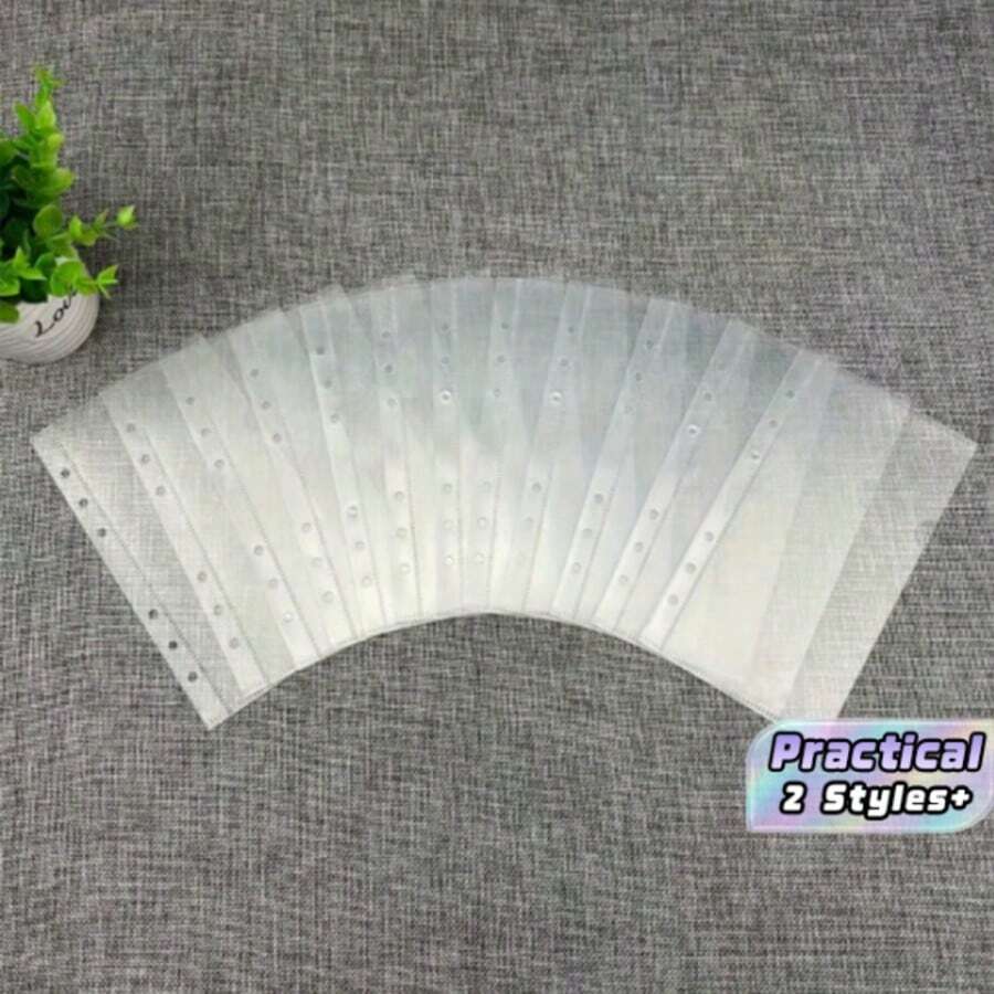 24个A6尺寸无拉链现金信封,专为活页夹口袋设计,采用PP材质,可用作计划本内页和六孔活页夹保护页,非常适合整理收纳,是学校和办公室的理想之选。 - 套裝 - 查看 1