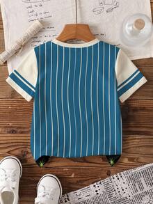 TOM & JERRY X SHEIN Young Boy Round Neck Letter Cartoon Print Casual Versatile Daily Outing Short Sleeve T-Shirt - White - View 2