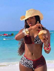 Vaytide New Spring Summer Multi-Color Leopard & Cow Print Patchwork Halter Triangle Cup Bikini Set, Ruched Butt-Lifting Brazilian Shorts, Sexy 2-Piece Beach Vacation Bikini Set For Hot Girls - Multicolor - View 1