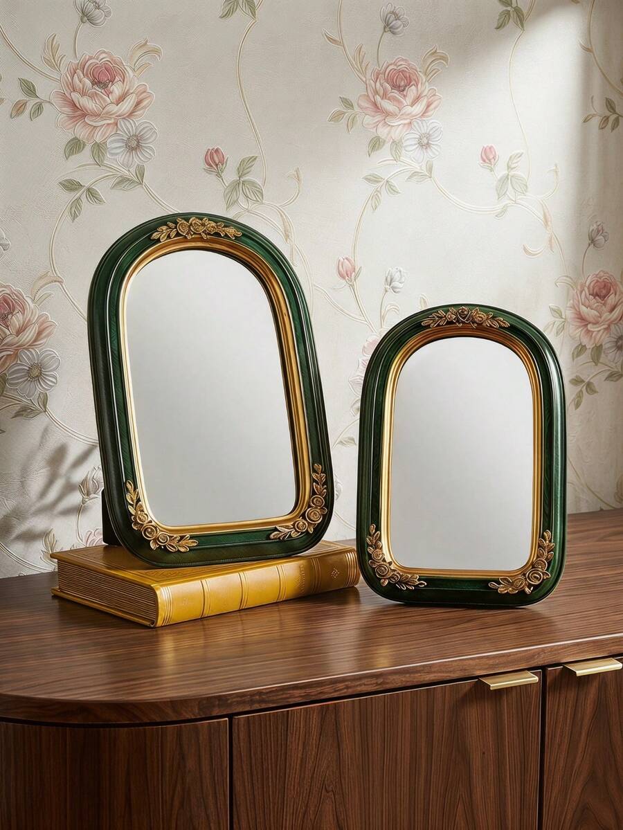 Cirelle 1Pc S/M Wall Hanging Mirror, European Style Resin Mirror, INS Style Mirror, Resin Ornament, Wedding Ceremony Wedding Photo Mirror, Wall Decoration - multicolor - View 1