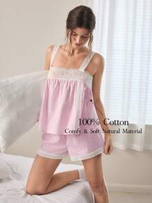 Ocili Conjunto de blusa plisada con bloques de color y pantalones cortos casuales para uso diario y descanso para mujer - Multicolor - Ver 2