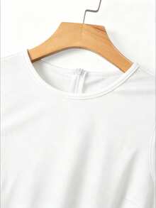 SHEIN Franclia 女款圓點拼接撞色圓領休閒派對短洋裝 - 白色 - 查看 6