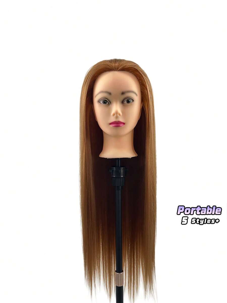 Styling Head, Dummy Head, For Hairdresser's Hairstyle Design Practice, Professional Hairdressing And Beauty Doll Head, For Hairstyle Knitting And Hair Cutting Practice, With Bracket. - Multicolor - View 1