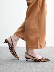 CUCCOO BIZCHIC Korean Pointed Aura Full Of Casual Style Slingback Shoes For Women's Summer New Outer Wear Kitten Heel Low Heel Non-Grinding Shoes - leopard print - View 3