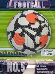 1 pièce Ballon de football haute élasticité, résistant à l'usure, anti-explosion, confortable, en tissu de haute qualité, couture de précision, convient pour l'entraînement et les matchs intérieurs et extérieurs - Multicolore - Voir 2