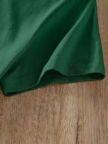 Plain Round Neck T-Shirt - Dark Green - View 4