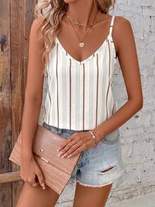 SHEIN Clasi Casual Minimalist All-Over Print V-Neck Loose Camisole Suitable For Summer - Multicolor - View 6
