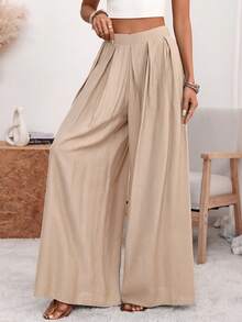 Women Pants - 卡其色 - 查看 3