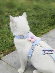 1 buah Set Harness dan Tali Kucing yang Dapat Diatur dengan Dekorasi Bunga Lucu – Rompi Hewan Peliharaan yang Nyaman dan Anti Lepas untuk Kucing Kecil, Perlengkapan Jalan-jalan Anak Kucing - MultiWarna - View 1
