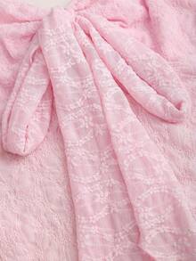 Sweetra Spring/Summer New Wide Strap Bow Textured Fabric Top, Sweet And Fashionable, Suitable For Daily Wear - Baby Pink - View 4
