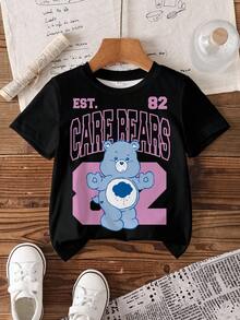 SHEIN X Care Bears 少女字母印花圓領短袖休閒T恤 - 白色 - 查看 3