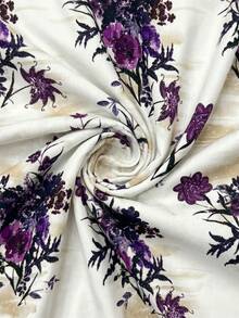 SHEIN Clasi Women's Vacation Ribbed Patchwork Floral Print Short Sleeve Dress Brunch Dark Purple Summer Cute Casual - Purple - View 4