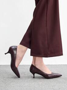 CUCCOO BIZCHIC Zapatos de tacón alto versátiles de punta fina para mujer para uso diario y para Navidad y primavera - Café marrón. - Ver 5