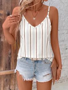 SHEIN Clasi Casual Minimalist All-Over Print V-Neck Loose Camisole Suitable For Summer - Multicolor - View 5