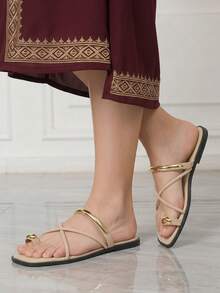 Sleekvia Sandal Jepit Luar Ruangan Wanita Nyaman, Tahan Aus, Serbaguna, Terbuat dari Logam, Cocok untuk Musim Panas - Bulu domba - Aprikot - View 9