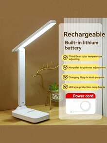 1PC Led Desk Lamp Eye-Protection Study Reading Lamp, Writing Specific, Bedroom Bedside Lamp, Dormitory Plug-In Table Lamp - White - View 13