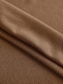 AXEPEAK Men's Dropped Shoulder Short Sleeve 1/4 Front Zip Minimalist Polo Shirt - Coffee Brown - View 6