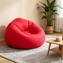 Flocked Inflatable Lazy Sofa Single Foldable Portable Chair Indoor Outdoor Use - Multicolor - View 2