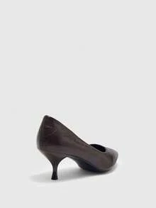 CUCCOO BIZCHIC Zapatos de tacón alto versátiles de punta fina para mujer para uso diario y para Navidad y primavera - Café marrón. - Ver 9