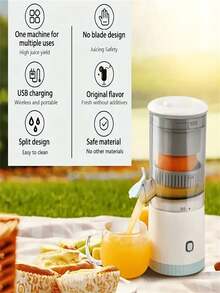 3.7 Portable Citrus Juicer, Multifunctional Automatic Orange & Lemon Squeezer, Detachable Design, USB Rechargeable, PP Material, One-Button Control, Ideal For Homemade Fresh Juice, Perfect Christmas Holiday Gift - Multicolor - View 4