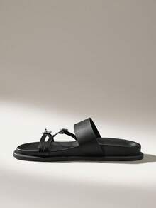 Solecia Women Shoes Women's Fashion Black Comfortable Flat Beach Sandals Women's Flat Sandals Summer - Black - View 6