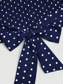 Sweetra Elegante lässige Damenbluse in großen Größen mit Criss-Cross-Design, Plissee und süßem Polka-Dot-Muster - Verschiedenfarbig - Übersicht 5