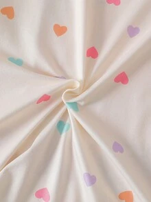 Conjunto de pijama divertido con estampado de corazón y carpincho para niña preadolescente, 2 piezas - Albaricoque - Ver 7