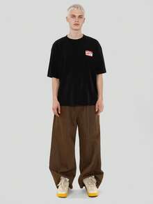 FORM&CHAOS Men's Summer Loose Straight Brown Washed Denim Long Pants - Brown - View 5