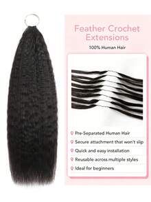 Boho Braids Kinky Straight Human Hair Crochet Braids Extensions Pre-Separated Invisible Remy Hair Bundles With Loop Knotless For Braiding - SNatural - View 12