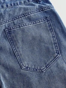 ROMWE MEN Street Life Men's 3D Pocket Cargo Denim Shorts - Blue - View 5