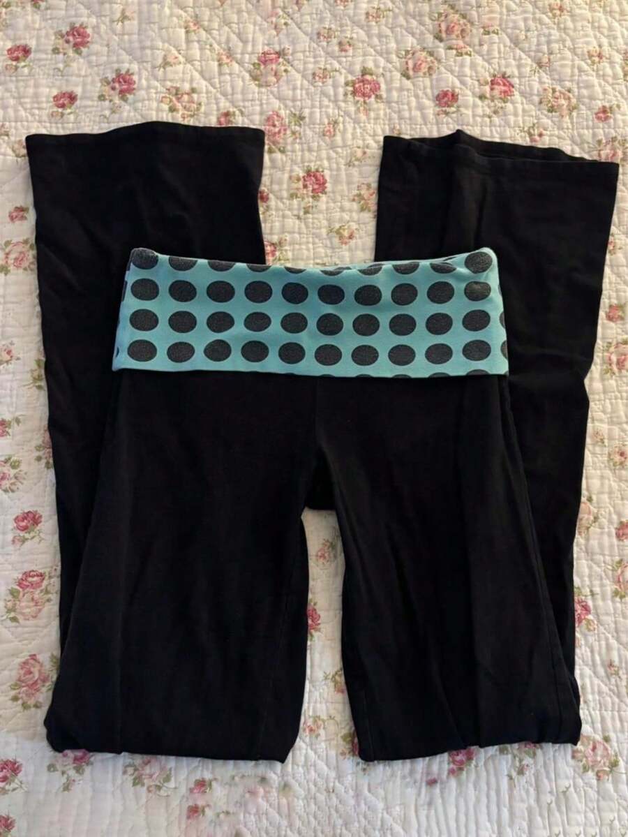 IslaSuriya Damen Polka Dot Patchwork Lässige Vielseitige Alltag Reise Lange Hose - Schwarz - Übersicht 1