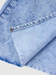 SHEIN Girlism Teen Girl Pocket Slit Hem Casual Denim Skirt - Light Wash - View 4