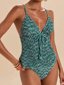 Travachic Women's Textured Lace-Up Sexy Camisole Top And Triangle Bikini Bottom Swimsuit Set Bathing Suit For Women - Multicolor - View 6
