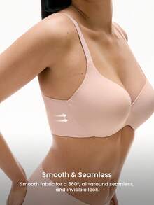 LUVLETTE Dream Curve Everyday No-Show Seamless Lift Curve Fit Cushion Push-Up T-Shirt Invisible Basic Nude Pink Skin Tone Essential Bra - Pink - View 5