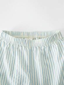 Elladie kids 青少年女孩蝴蝶結鈕扣背心上衣與長褲兩件套 - 藍色 - 查看 7