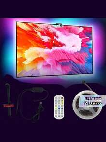 LED RGBIC Backlight Strip With AR Sensor, Synchronizes With The Screen For Ambient Lighting, And Can Be Controlled Remotely. Suitable For Televisions And Monitors From 35 To 80 Inches. - RGBIC LED TV backlight strip - View 1