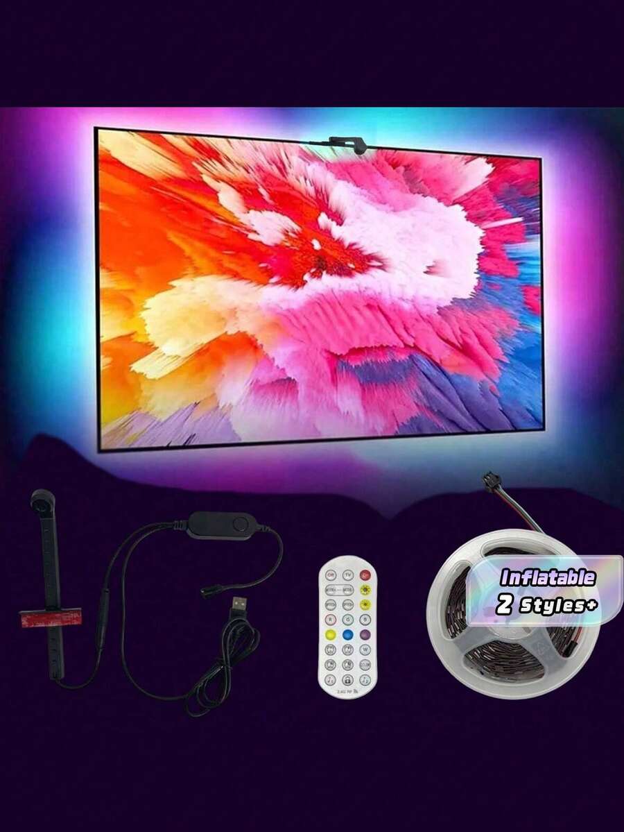 LED RGBIC Backlight Strip With AR Sensor, Synchronizes With The Screen For Ambient Lighting, And Can Be Controlled Remotely. Suitable For Televisions And Monitors From 35 To 80 Inches. - RGBIC LED TV backlight strip - View 1