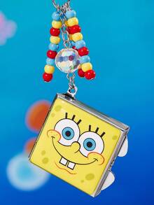 SpongeBob SquarePants | SHEIN 時尚鋅合金銀色鑰匙圈 奢華精緻包包掛飾 仿珍珠吊飾 紀念品 收藏品 適合禮物、錢包、書包、背包、汽車配件，心形掛鉤 - 彩色 - 查看 3
