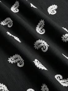 Coeurva 女款春夏時尚休閒優雅度假浪漫印花洋裝 - 黑色 - 查看 7