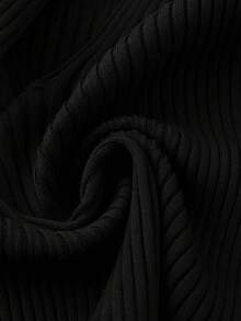 SHEIN LUNE CURVE Plus Size Women Solid Color Casual Ribbed Camisole Knit Top - Black - View 4