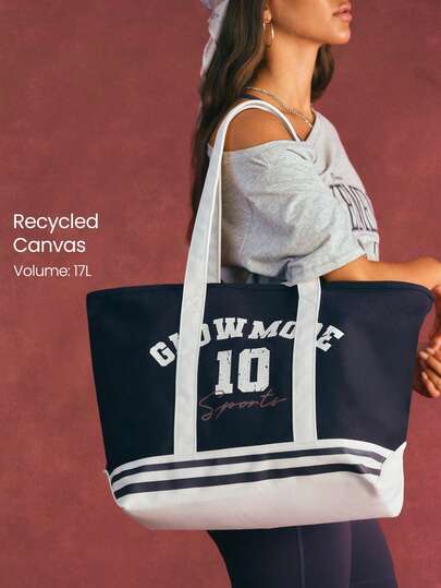 GLOWMODE Large 17L Daily Hustle Faux Canvas Style Tote Bag With Interior Pockets Water Bottle Pocket Daily Casual Active