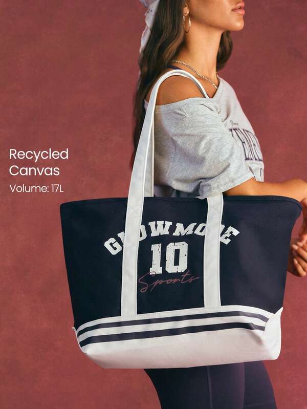 GLOWMODE Large 17L Daily Hustle Faux Canvas Style Tote Bag With Interior Pockets Water Bottle Pocket Daily Casual Active