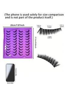 20 pares de pestañas postizas de visón 3D naturales, 1/2/3 cajas, múltiples opciones de empaque, adecuadas para al por mayor, gruesas y rizadas, creando un aspecto de maquillaje natural, esenciales para citas diarias, pestañas simuladas, reutilizables, injerto de pestañas, herramientas de maquillaje, pequeña hada - Negro - Ver 6