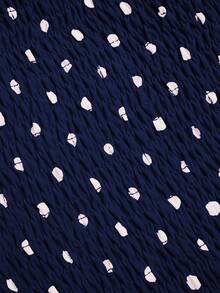 Sweetra Elegante lässige Damenbluse in großen Größen mit Criss-Cross-Design, Plissee und süßem Polka-Dot-Muster - Verschiedenfarbig - Übersicht 4