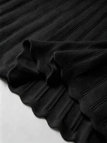 Pariaura Women's Solid Color Ribbed Tank Top And Pleated Mini Skirt Knit Two Pieces Set Everyday Black Summer Casual - Black - View 4