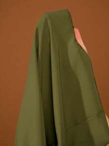 Veslaya Plus Size Solid Color Halter Neck Backless Top And Shorts Casual 2-Piece Set - Army Green - View 10