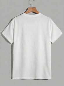 NORVETH Men's Simple Heart Patch Fashion Crew Neck Short Sleeve T-Shirt - White - View 4